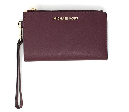 Michael Kors Jet Set Travel Large Double Zip Wristlet - Merlot, Medium 35F8GTVW0L-merlot