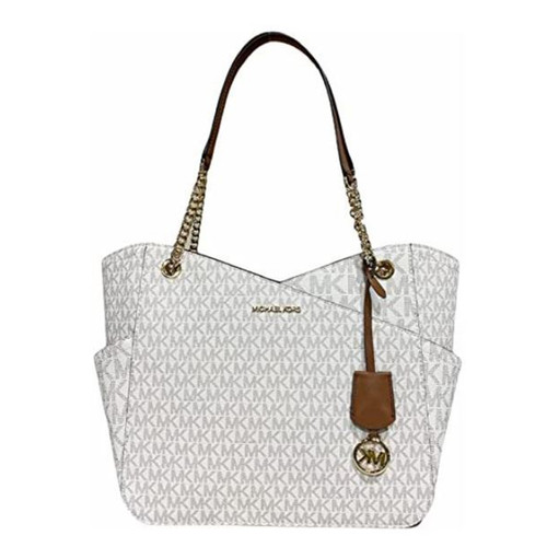 Michael Kors Jet Set Travel Large Chain Shoulder Tote Vanilla MK Signature Logo 35F1GTVT3B-150