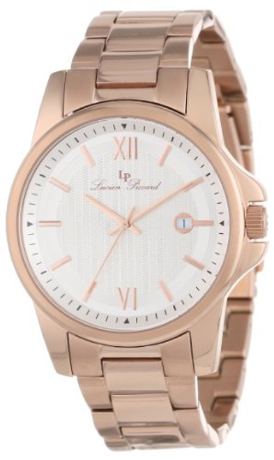 Lucien Piccard Men's 10048-RG-22S Breithorn Silver Textured Dial Rose Gold Io...