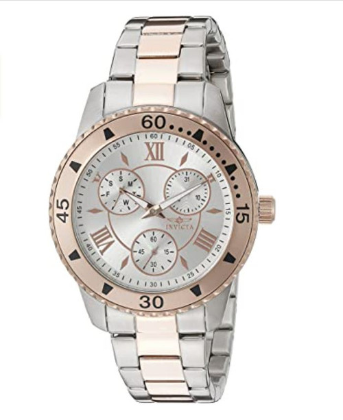 Invicta Women's Angel Stainless Steel Quartz Watch with Stainless-Steel Strap, Two Tone, 18 (Model: 21771)