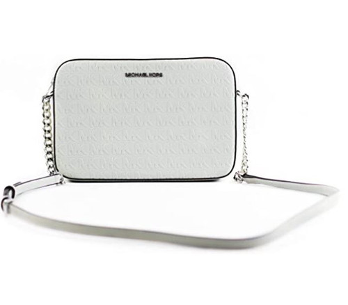 Michael Kors Jet Set Large Logo Signature Debossed Crossbody Bag - Aluminum 35T0STTC3Y-Aluminum