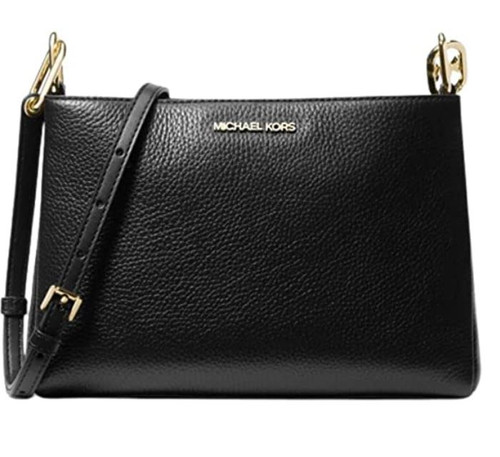 Michael Kors Trisha Leather Medium Triple Compartment Crossbody Black 35H1G9TC8L-001