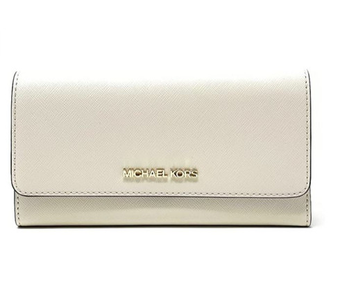 Michael Kors Women's Jet Set Travel Large Trifold Wallet 35S8GTVF7L-litcream