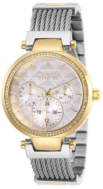 Invicta Women's 28921 Angel Quartz 3 Hand Gold, White Dial Watch