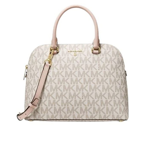 Michael Kors Cindy Leather Dome Satchel (Vanilla Soft Pink) 38S0CCPS3B-173