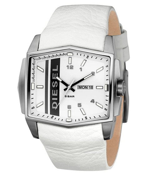 Diesel Analog Collection Leather Strap White Dial Men's watch #DZ1339 DZ1339