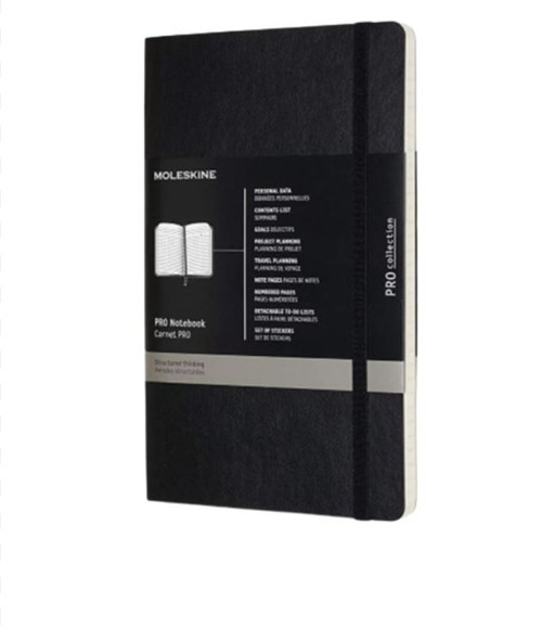 Moleskine PRO Notebook, Soft Cover, Large (5" x 8.25") Professional Project Planning, Black, 192 Pages PROPFNTB3SBK