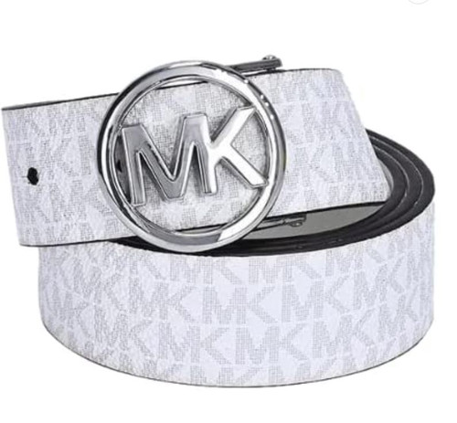 Michael Kors Reversible Buckle Belt (Bright White, Medium) 558385-119-m