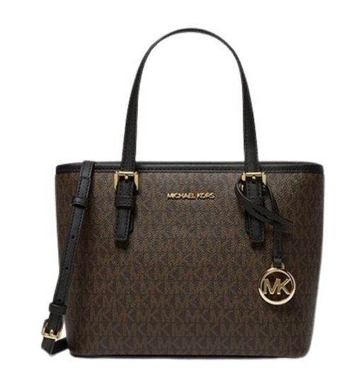 Michael Kors XS Carry All Jet Set Travel Womens Tote (BROWN/BLK) 35T9GTVT0B-BRN/BLK