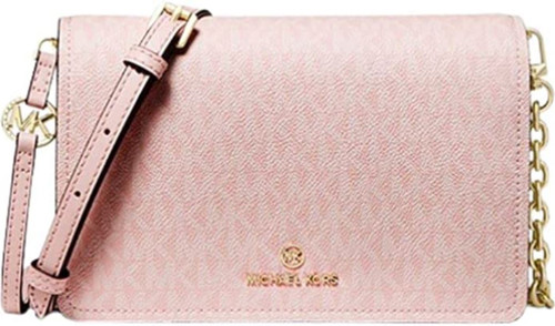 Michael Kors Jet Set Medium Pebbled Leather Crossbody Bag (Soft Pink)  32F9GJ6C8L-187 - AllGlitters