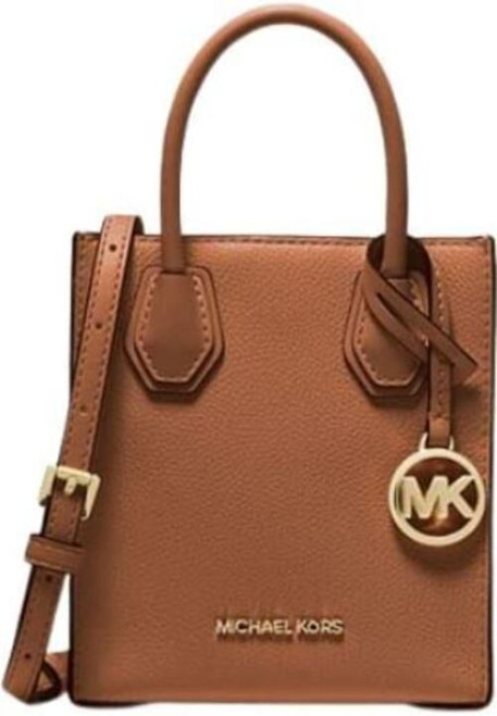 Michael Kors Mercer Extra-Small Pebbled Leather Crossbody Bag (Luggage) 35S1GM9T0L-230