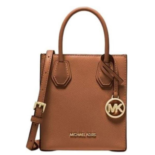 Michael Kors Mercer Extra-Small Pebbled Leather Crossbody Bag (Luggage) 35S1GM9T0L-230