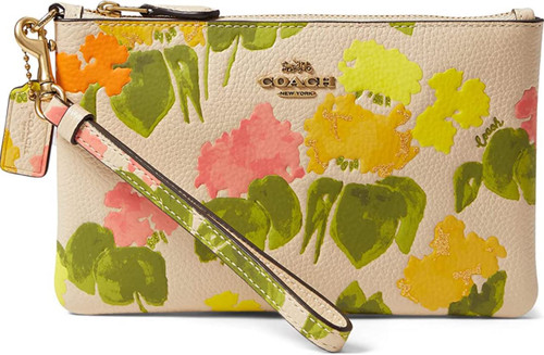 COACH Floral Printed Leather Small Wristlet Multi One Size CC956-B4L38