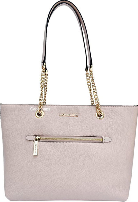 Michael Kors Jet Set Medium Front Pocket Chain Top Zip Tote Powder Blush Pink 35F2GTTT2L-424