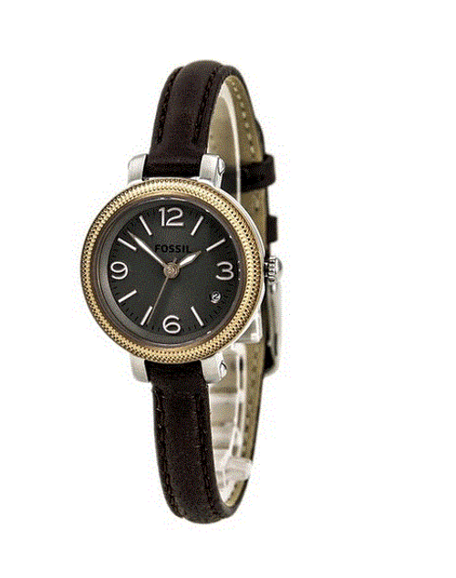 Fossil Women's Heather ES3138 Brown Leather Analog Quartz Watch with Grey Dia...