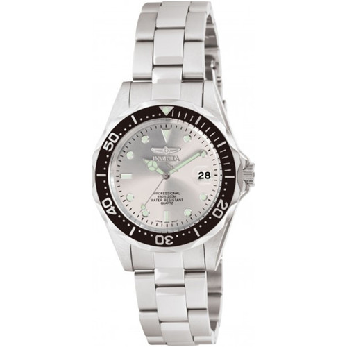 Invicta Men's 10662 Pro Diver Quartz 3 Hand Silver Dial Watch