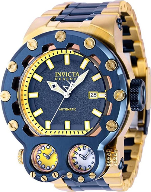 Invicta Men's 37557 Reserve Automatic Chronograph Dark Blue, Yellow Dial Watch