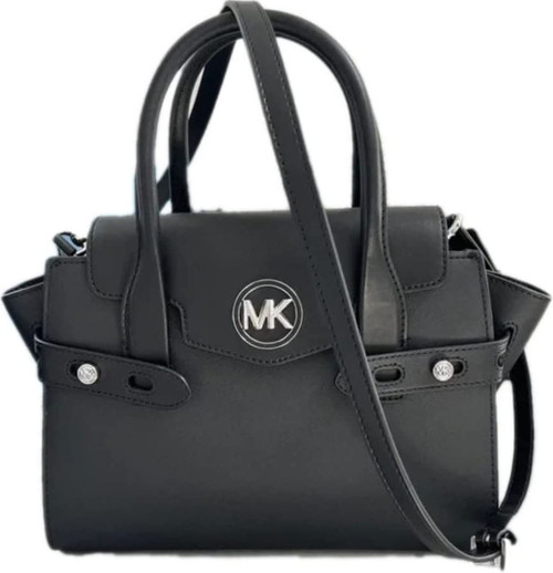 Michael Kors Carmen Colorblock Medium Flap Satchel (Black/Silver) 35S2SNMS8L-001