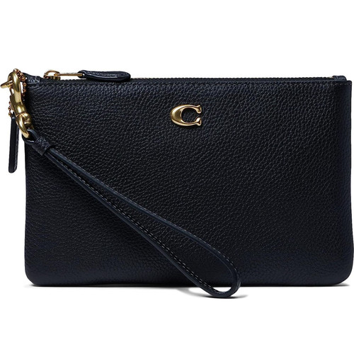 COACH Polished Pebble Small Wristlet Black One Size CH818-B4/BK