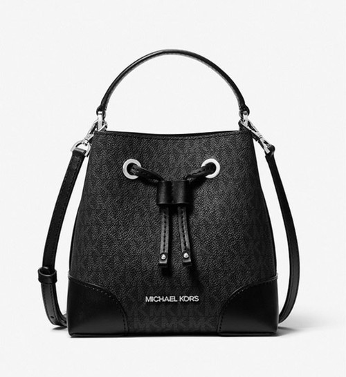 Michael Kors Black Cora Mini Pouchette Leather Convertible Satchel, Best  Price and Reviews