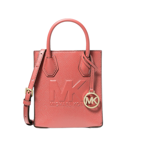 Michael Kors Mercer Extra-Small Pebbled Leather Crossbody Bag (TEA ROSE) 35S3GM9C0L-tea