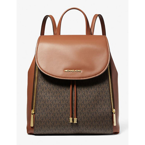 Michael Kors Phoebe Medium Zip Pocket Backpack Brown MK Signature 35F2G8PB6B-847