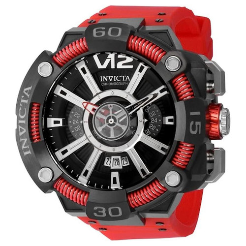 Invicta Men's 37655 S1 Rally Quartz Chronograph Black, Silver, Red Dial Watch