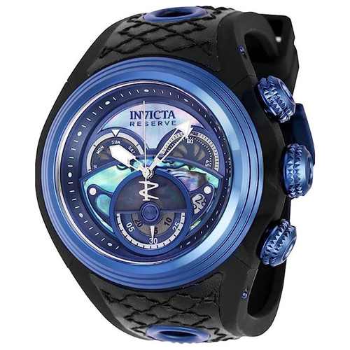 Invicta Men's 38879 Reserve Quartz Multifunction Platinum, Dark Blue, Black Dial Watch