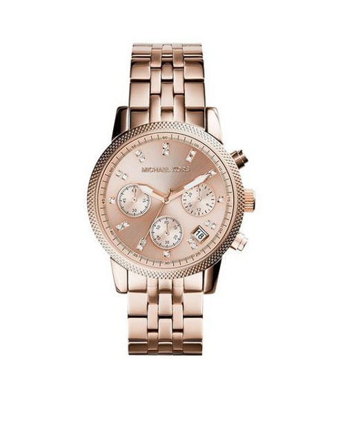 Michael Kors MK6077 Ladies Ritz Rose Gold Plated Chronograph Watch