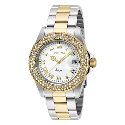 Invicta Women's Angel Gold-Tone Steel Bracelet & Case Swiss Quartz White Dial Analog Watch 20503