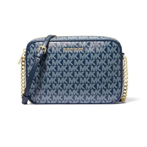 Michael Kors Jet Set Large Leather Crossbody Bag (Navy) 35F3GTTC9L-406 -  AllGlitters