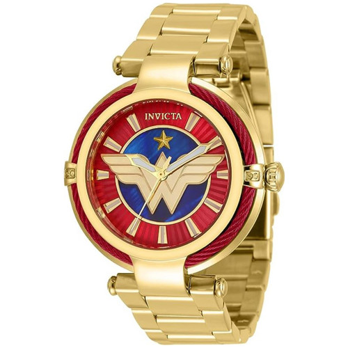 invicta Women's 34955 DC Comics Quartz 3 Hand Blue, Gold, Red, White Dial Watch