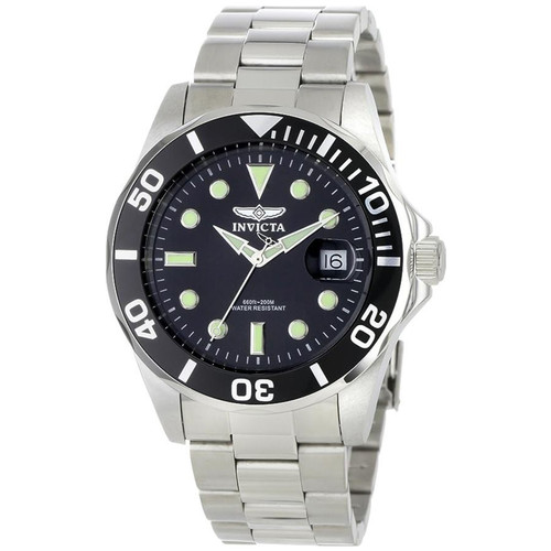 Invicta Men's 0590 Pro Diver Quartz 3 Hand Black Dial Watch