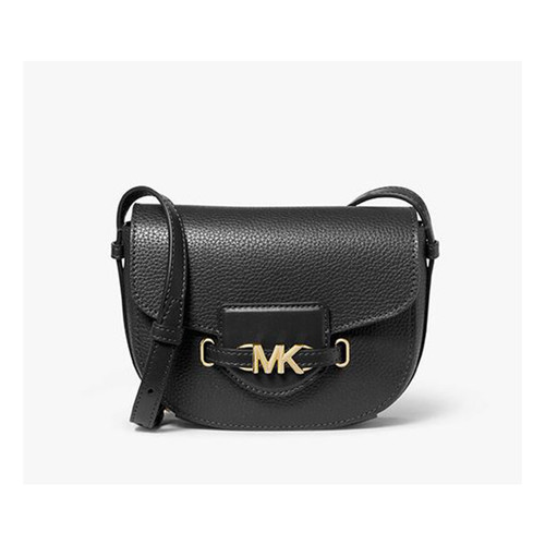 Michael Kors Reed Small Logo and Leather Crossbody Bag (black/gold