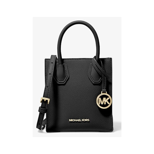 Michael Kors Mercer Extra-Small Pebbled Leather Crossbody Bag Black Signature 35T1GM9C0I-001