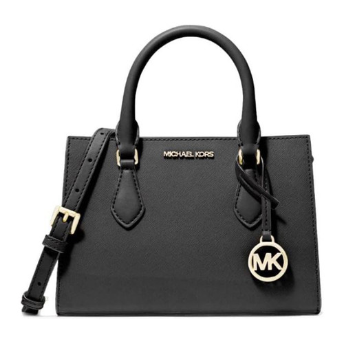 Michael Kors Sheila Small Non-Leather Vegan Satchel (Black with Gold Hardware)35S3G6HS5L-001