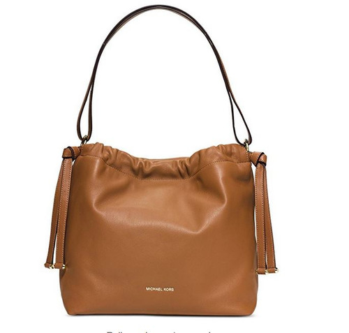 Michael Kors Angelina Large Convertible Shoulder Tote Soft leather Acorn luggage 30S6GAQL3L-532