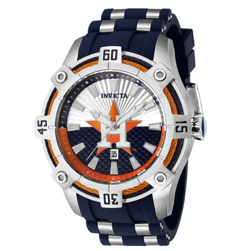 Invicta Men's 43269 MLB Houston Astros Quartz Orange, Silver, White, Blue Dial Watch