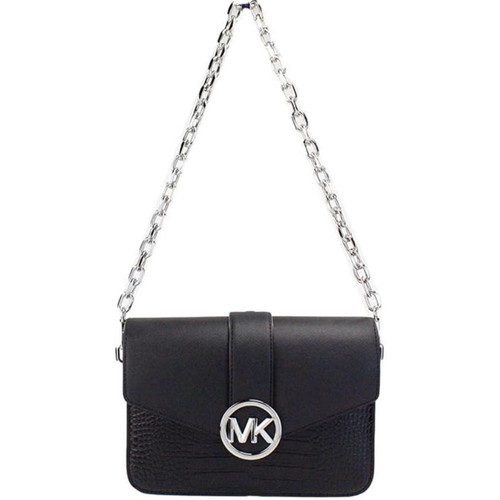 Michael Kors Carmen Medium Crocodile Embossed Convertible Shoulder Bag, Black 35H3SNML6I-001