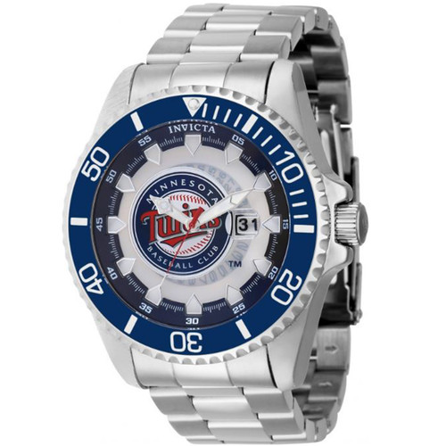 Invicta Men's 43470 MLB Minnesota Twins Quartz Red, Silver, White, Blue Dial Watch