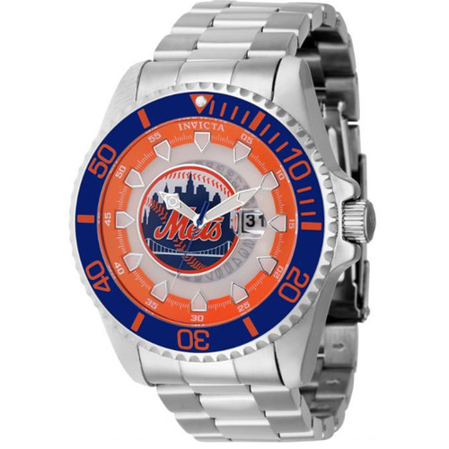 Invicta Men's 43471 MLB New York Mets Quartz Orange, Silver, White, Blue Dial Watch