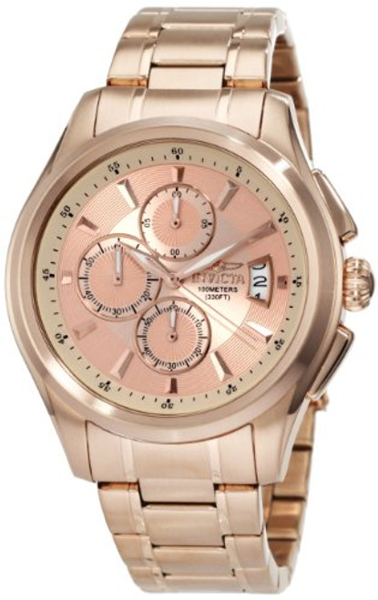 Invicta Men's 1485 Specialty Collection Chronograph Rose Dial 18k Rose Gold I...