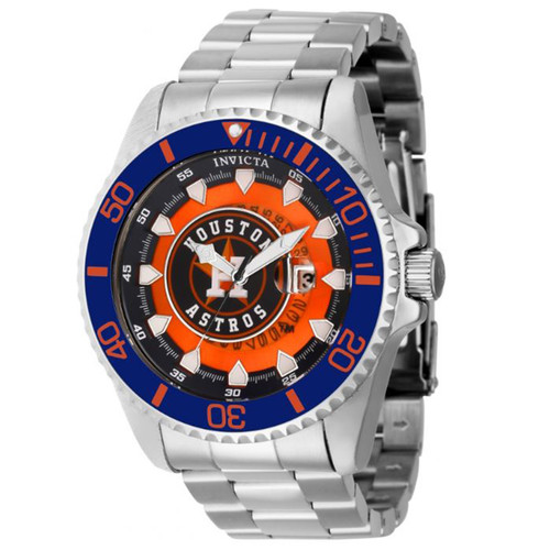 Invicta Men's 43464 MLB Houston Astros Quartz Orange, Silver, White, Blue Dial Watch