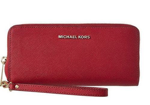 Michael Kors Jet Set Travel Leather Continental Wallet- Burnt Red 32S5GTVE9L -361