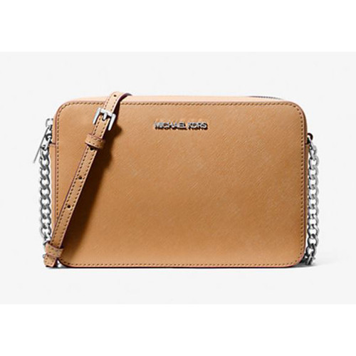 Michael Kors Jet Set Large Saffiano Leather Crossbody Bag (Peanut) 35F8STTC9L-Peanut