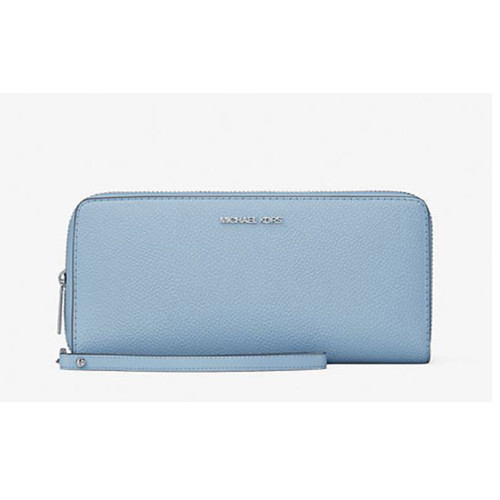 Michael Kors Large Pebbled Leather Continental Wallet (Light Sky) 35F7STVE7L-Sky