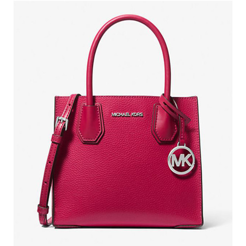 Michael Kors Mercer Medium Pebbled Leather Crossbody Bag (Dark Raspberry) 35F3SM9M2L-984