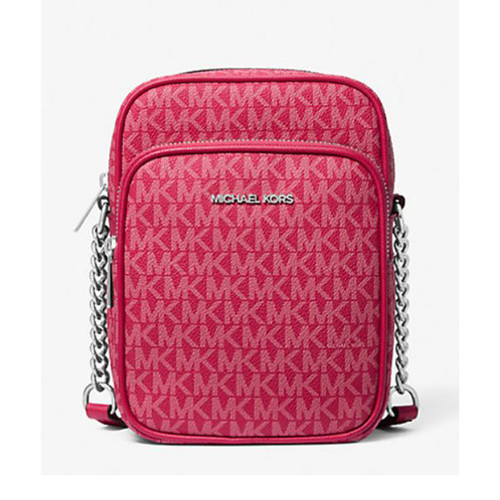 Michael Kors Jet Set Travel Medium Signature Logo Crossbody Bag (Dark Raspberry) 35R4STVC6V-984