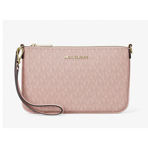 Michael Kors Jet Set Small Signature Logo Convertible Wristlet (Powder Blush) 35T4GTVW5B-424