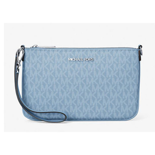 Michael Kors Jet Set Small Signature Logo Convertible Wristlet (Light Sky) 35T5STVW5B-Sky